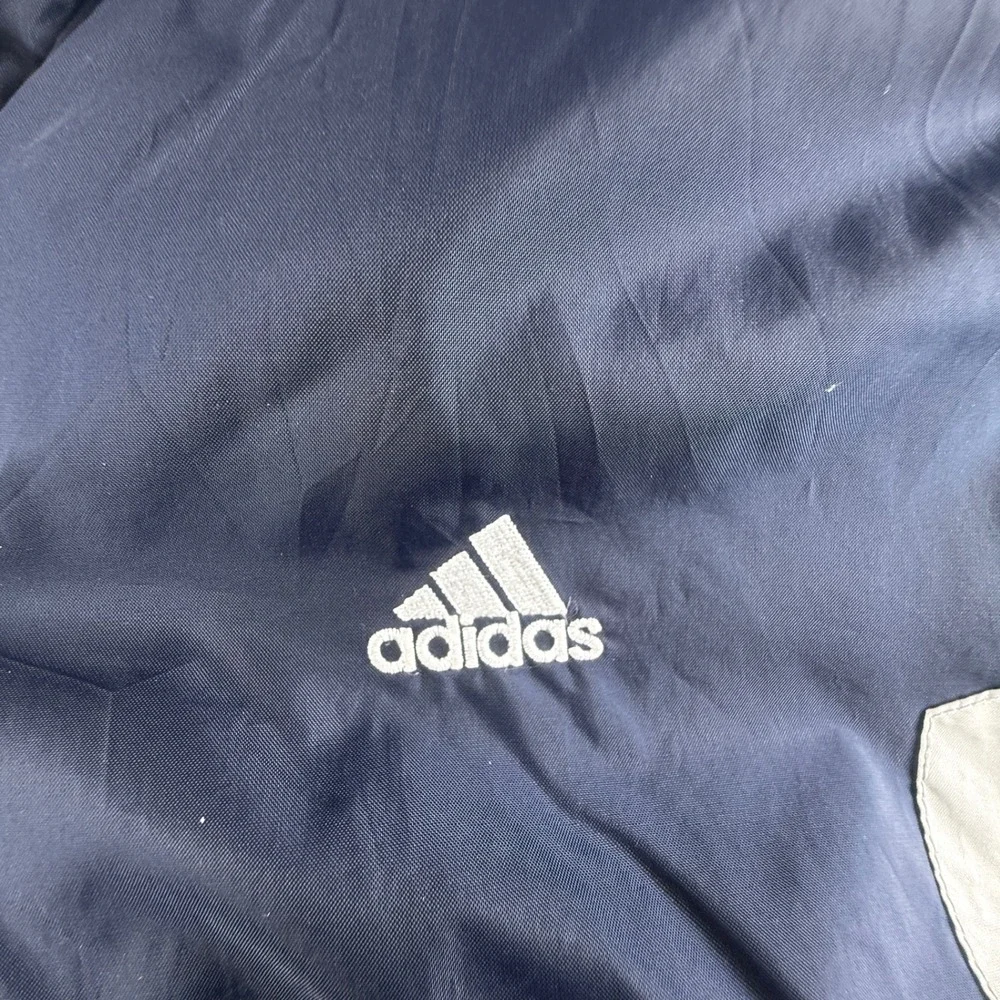 Adidas Vintage Windbreaker Jacket Navy Blue 3 Stripe Full Zip Mens XL